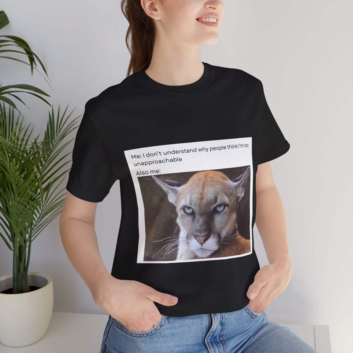 Funny Meme Cat Tee - 'Unapproachable'