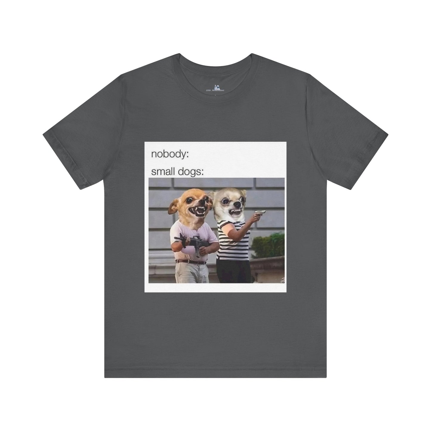 Funny Dog-Themed Unisex Tee - 'Nobody: Small Dogs' Meme Shirt