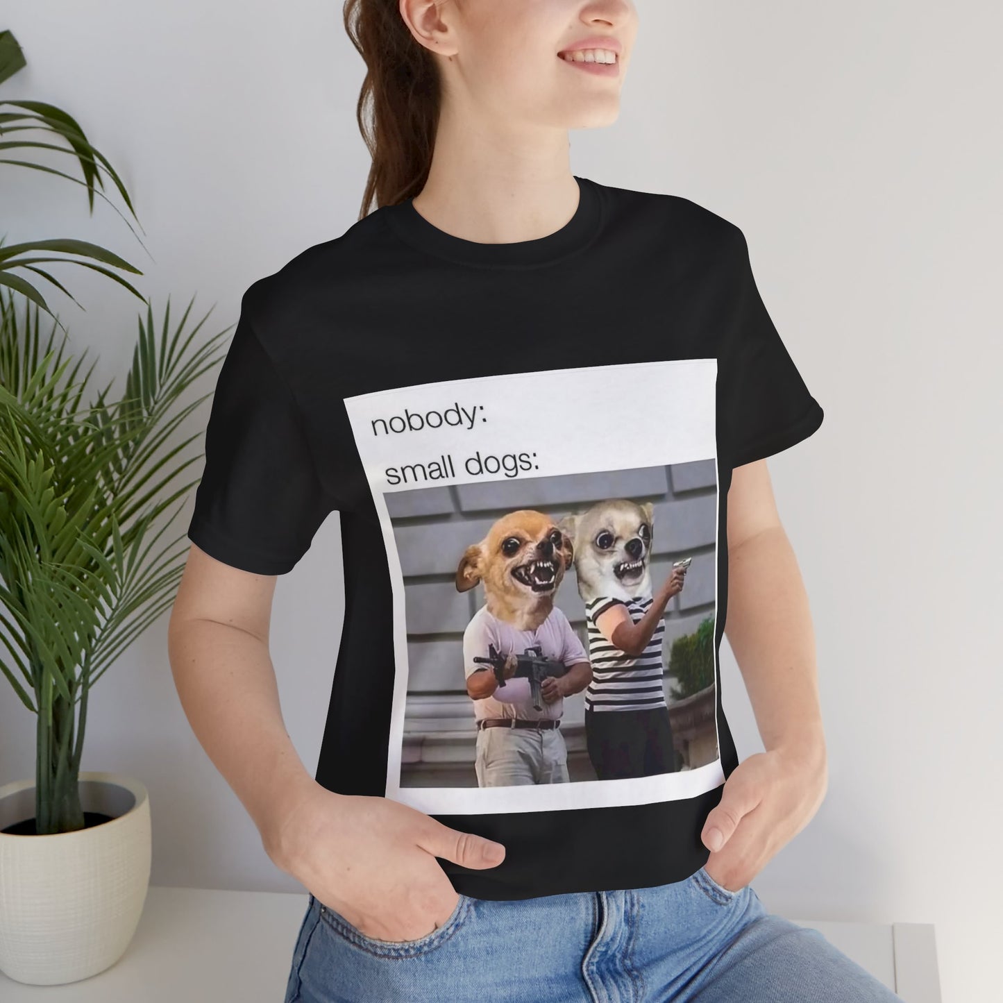 Funny Dog-Themed Unisex Tee - 'Nobody: Small Dogs' Meme Shirt